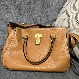 London Fog Tan Shoulder Bag with Gold Hardware